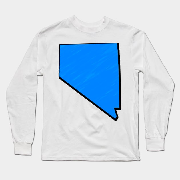 Bright Blue Nevada Outline Long Sleeve T-Shirt by Mookle